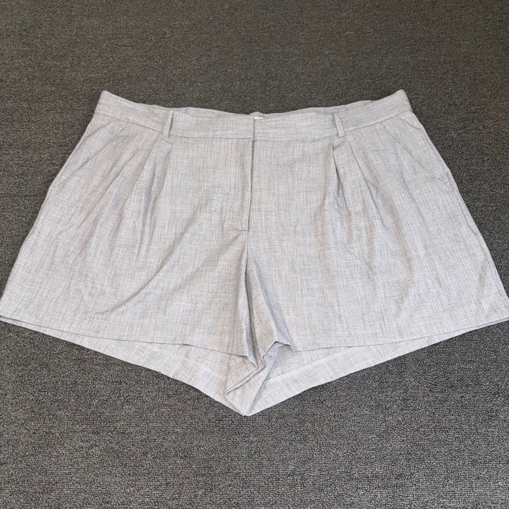 Abercrombie & Fitch Curve Love Pleated Shorts Gray High Rise Plus Size 37/24W